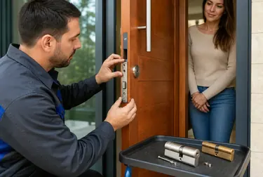 Chaveiro realizando a troca de uma fechadura em uma porta em Barreiras.