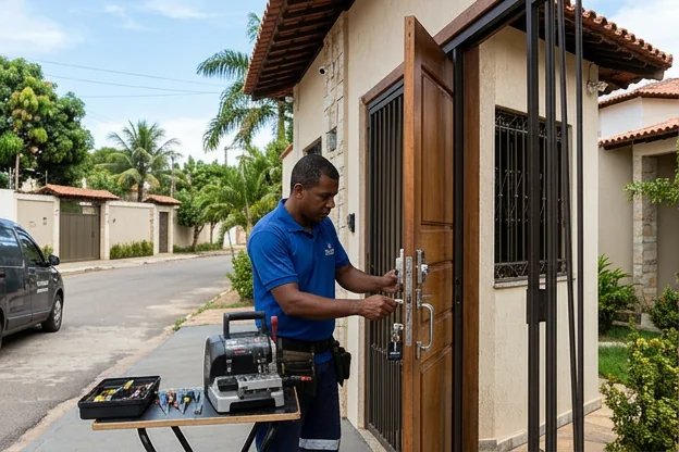 Fechaduras de segurança instaladas em uma residência em Barreiras.